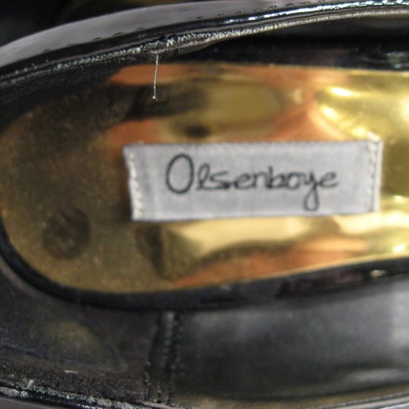 OLSENBOYE BLACK PATENT PEEP TOE HEELS SZ. 6.5 MED. - Picture 5 of 5